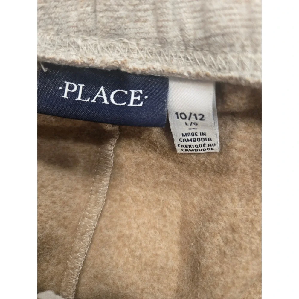 The Childrens Place Boys Beige/khaki Fleece Jogger Sweatpants Size‎ 10/12 L/G
